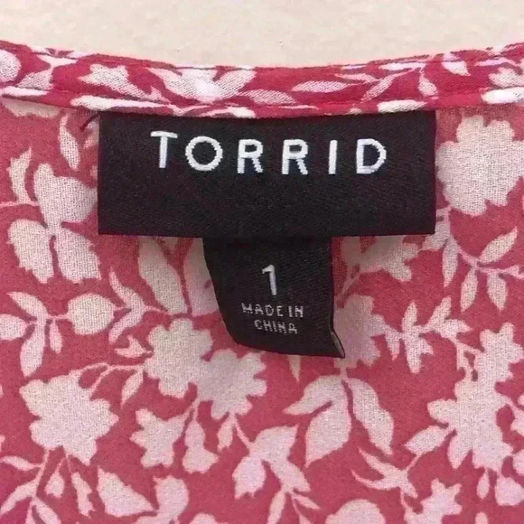 TORRID Pink White Floral Print Polyester Blouse - Picture 3 of 8